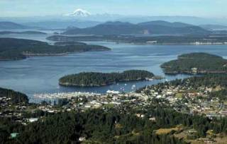 An aerial view of Friday Harbor.