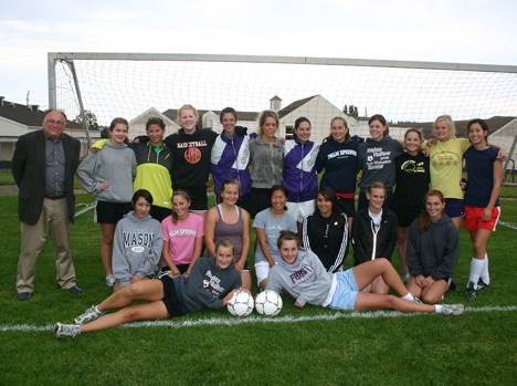 The Friday Harbor Wolverines girls soccer team. Standing from left