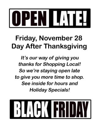 Friday Harbor businesses will be open late the day after Thanksgiving.