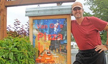 Chef Daniel Van Hamersfeld outside the Friday  Harbor home of Van Go's Pizza