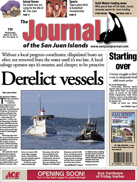 Problems with derelict vessels and the county's new search for solid waste funding are the top stories in the March 10 Journal of the San Juan Islands