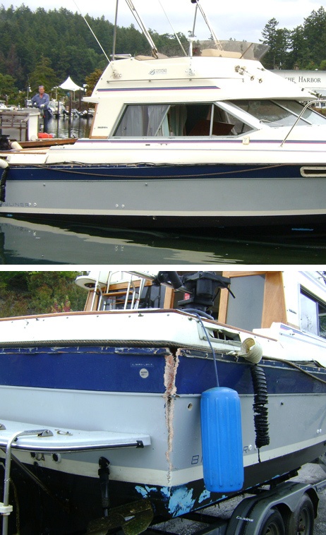 Undersheriff Jon Zerby took these photographs of the boat that exploded at Roche Harbor Wednesday. 'A good reason to ventilate for a good five minutes after fueling before starting your boat