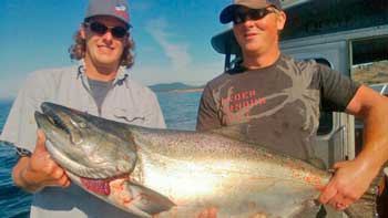 The Baldwin brothers show off  a 32-pound chinook.
