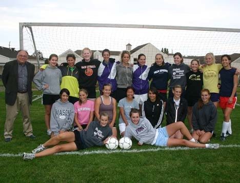 The Friday Harbor Wolverines girls soccer team. Standing from left