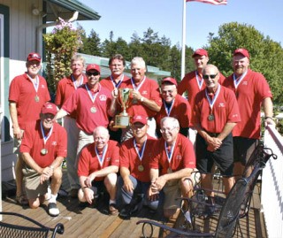 The winning Ryder Cup team. Back row from left