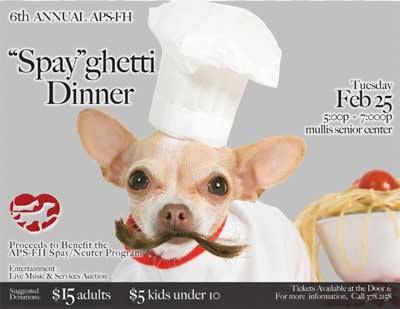 The Friday Harbor Animal Protection Society's 6th annual 'Spay-ghetti' benefit dinner is