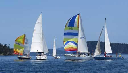 And the race is on... 39 boats made the most of light winds to cross the finish line in the 43rd annual Shaw Island Classic