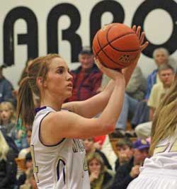 Tabatha Keane readies for shot at the free-throw attempt in the Wolverines victory over Meridian