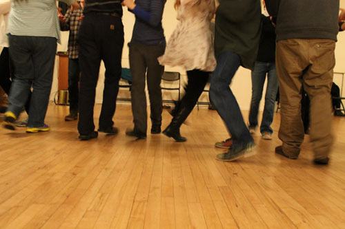 A common scene at the weekly contra dances