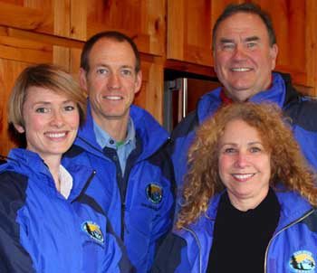 Left; new owners of San Juan Safaris Rachel and Brian Goodremont; former owners Colleen Johansen and Bill Wright