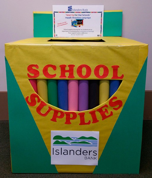 Drop off locations for the back-to-school supply drive are scattered around Friday Harbor