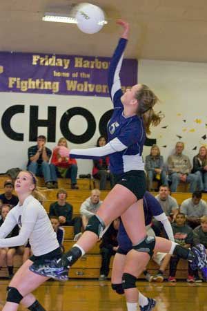 Friday Harbor's Kaylen Meeker unleashes a winner in the Wolverines victory at home