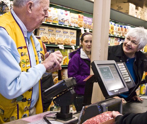 Barbara Cable - this year’s winner of King’s Market annual four-minute shopping spree sponsored by the San Juan Island Lions Club on behalf of the Friday Harbor Food Bank - collected a total of $736.33. And all of the merchandise will go to the Friday Harbor Land Bank.