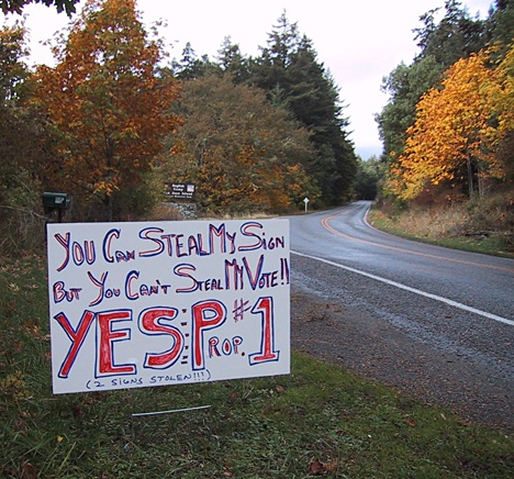 Teddy Deane posted this sign to replace two others he says were stolen.