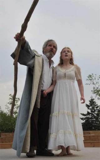 Dan Mayes as Prospero with Sylvie Davidson as his daughter Miranda.