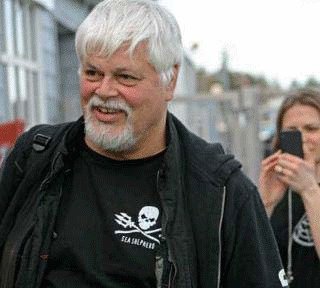 Sea Shepherd's Capt. Paul Watson is welcomed by supporters at the Friday Harbor airport on San Juan Island in March