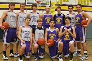 The Wolverines boys varsity basketball team: back row