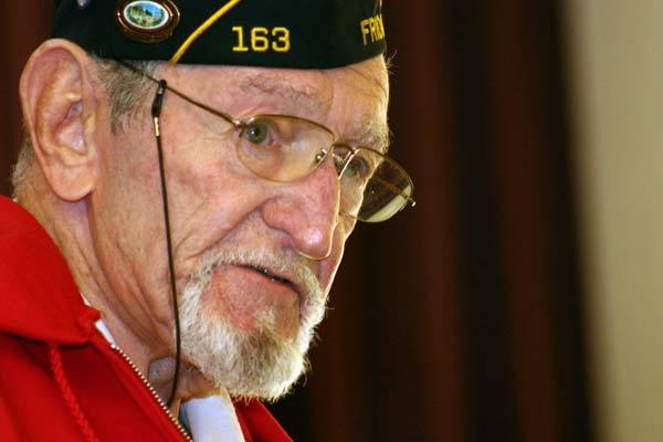 Howard Schonberger of Friday Harbor ... journalist and World War II veteran speaks at Friday Harbor Middle School ceremony Nov. 10.