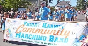 Friday Harbor's Community Marching Band joins the 2013 Independence Day parade