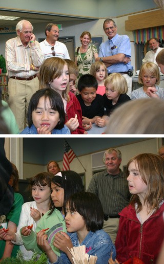 County Council members and two state legislators were introduced to the Experience Food Project today at Friday Harbor Elementary School. Top photo