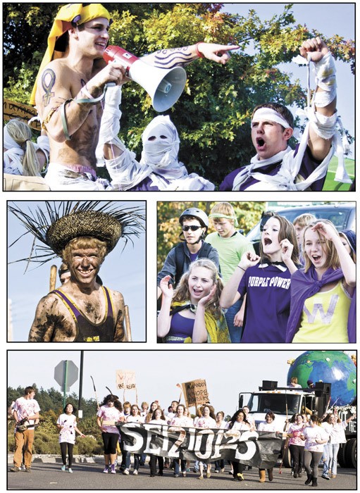 Journal photos/ Cali Bagby Friday Harbor High School students dressed up in various themes for this year’s Homecoming Parade