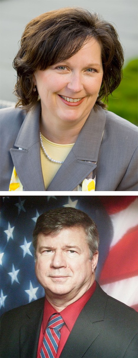 Top photo: Kristine Lytton. Bottom photo: Mike Newman. They are candidates for the state House of Representatives