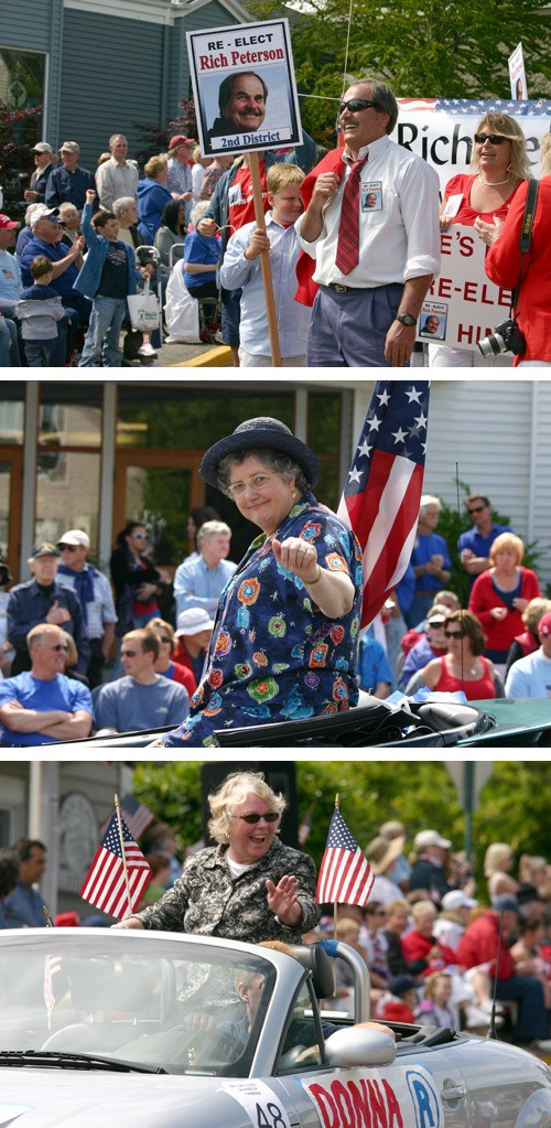 Candidates in the Friday Harbor Fourth of July Parade. Top photo