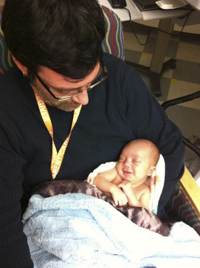 Father Sascha Klingsch and newborn Clark Gabriel Klingsch.