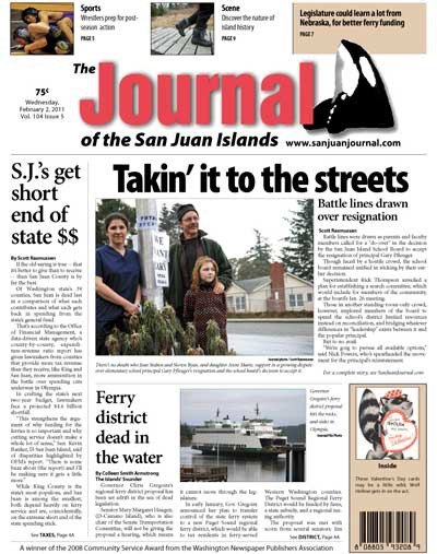 Above; front page of Journal of the San Juan Islands