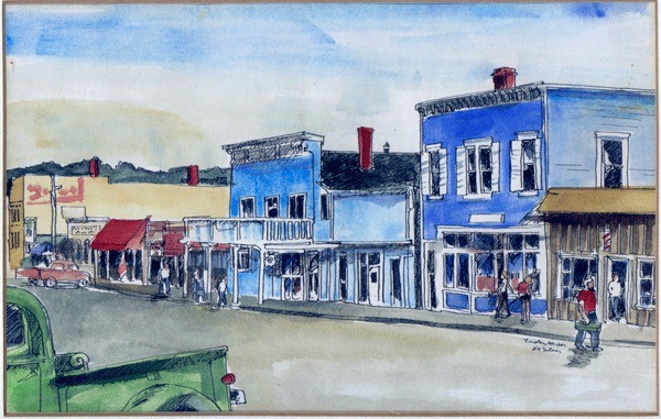 A water color of the Palace Theatre on Spring Street.