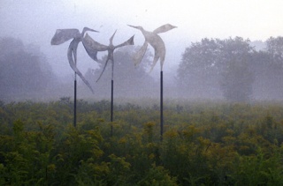 'Between the Migration' by Kathryn Lipke Vigesaa is one of the new sculptures at Westcott Bay Sculpture Park.