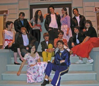 ‘Grease’ is only the second musical ever presented by the Friday Harbor High School Drama Group. It features a cast of between 60 and 64 students. It opens Jan. 8 in the San Juan Community Theatre. Top row from left