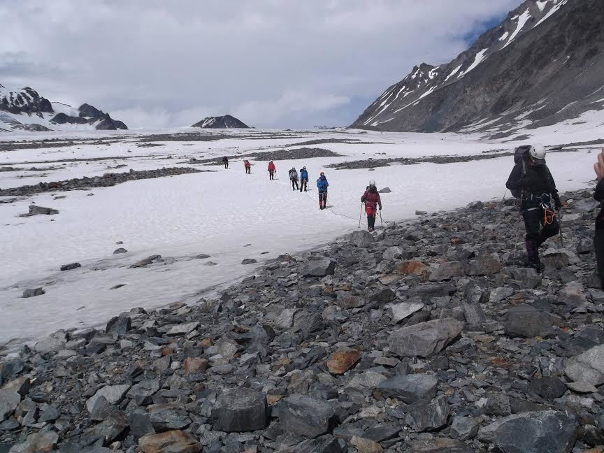Contributed photoRope teams walking on the Gulkana glacier