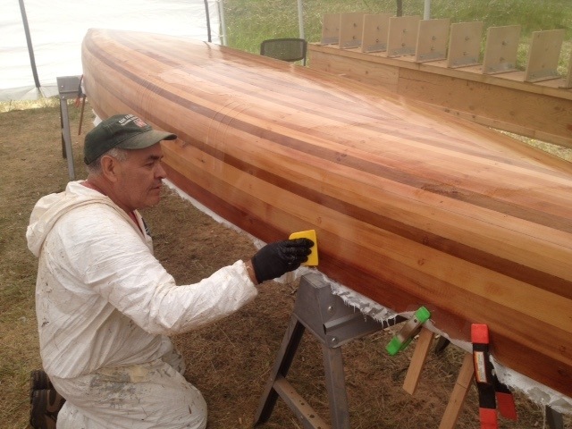 Master canoe builder visiting the islands