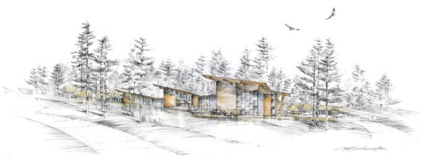 A preliminary rendering of the southwest view of the proposed Peace Island Medical Center.