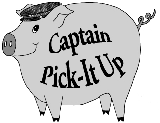 Captain Pick-It Up ... spokespig for the San Juan Island Anti-Litter Initiative.