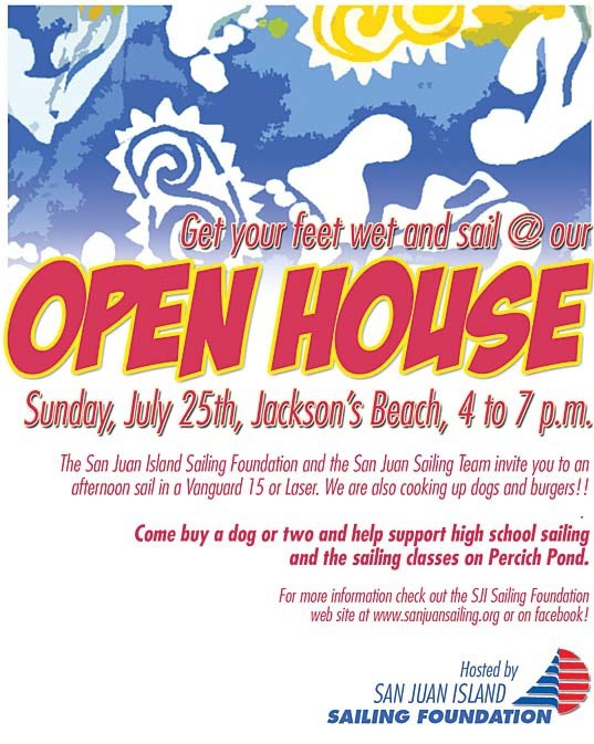 Sail in a Vanguard 15 or Laser and enjoy burgers and hot dogs at the San Juan Island Sailing Foundation and the San Juan Sailing Team's Open House