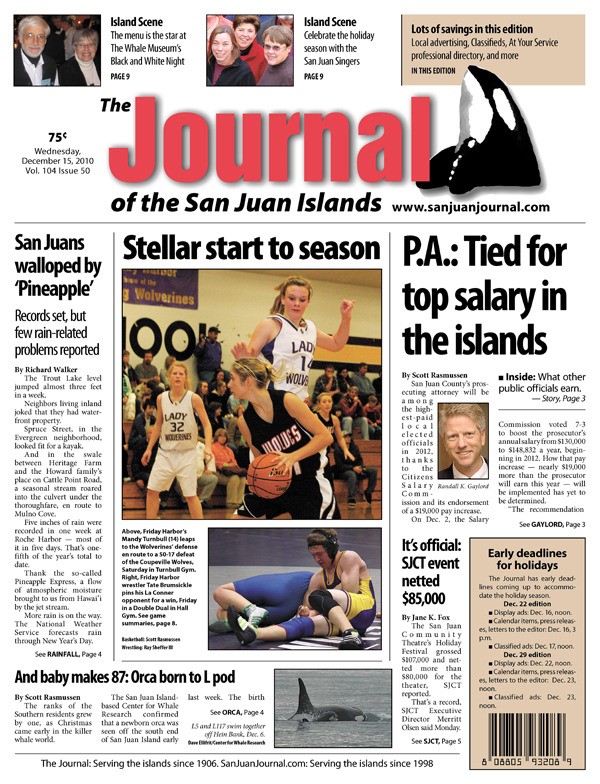 Here's a look at the front page of the Dec. 15 Journal of the San Juan Islands