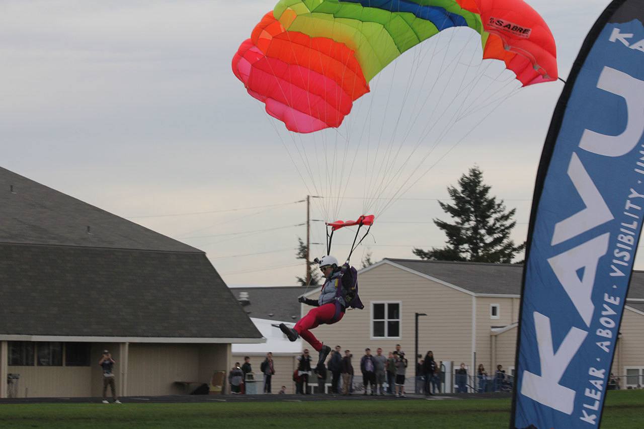 Skydivers inspire students