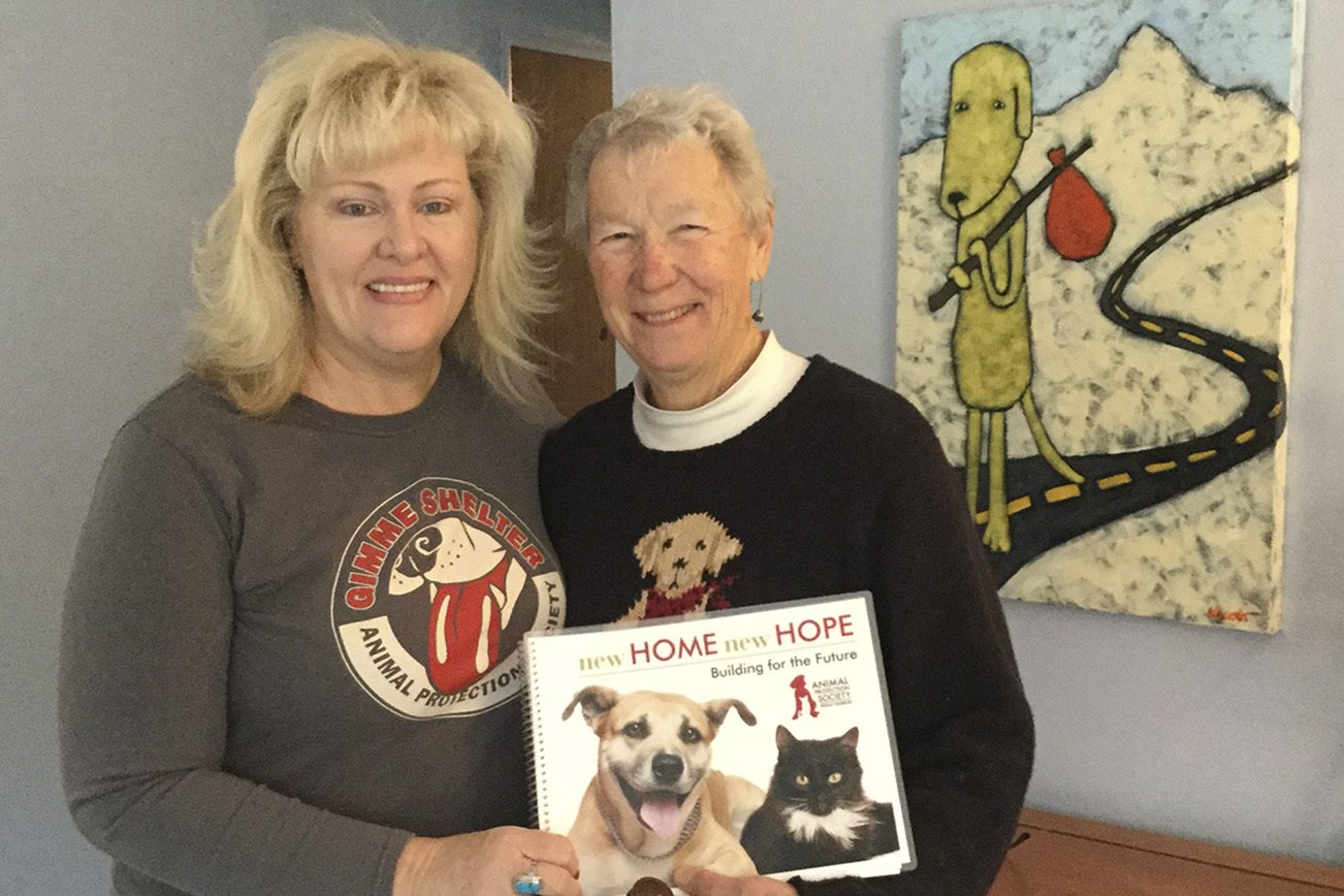 Contributed photo                                Last year&rsquo;s APS-FH President Julie Corey (left) welcomes the organization&rsquo;s new president Carolyn Haugen.