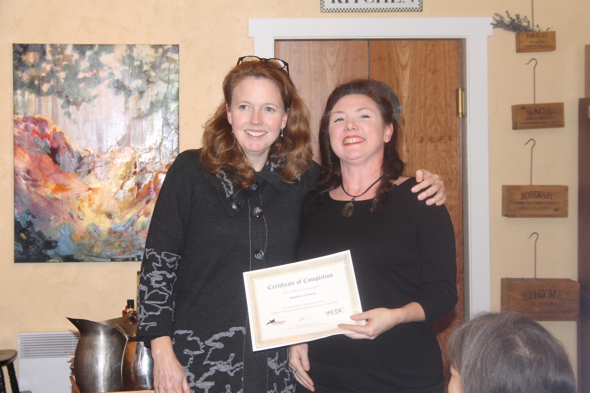 Aunde Cornely of San Juan Island receives third place in the 2016 Launch San Juan Islands business competition and $500 for her boudoir photography company called Embodied Spirit.