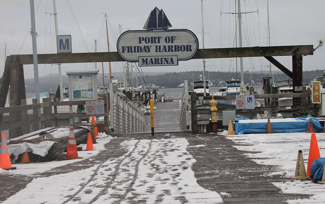 The first snow of winter dusts the island