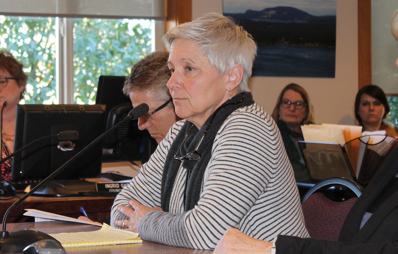 Staff photo/Hayley Day                                Christa Campbell, vice chair of the Catherine Washburn Medical Association, presents to San Juan County Council on Jan. 10.