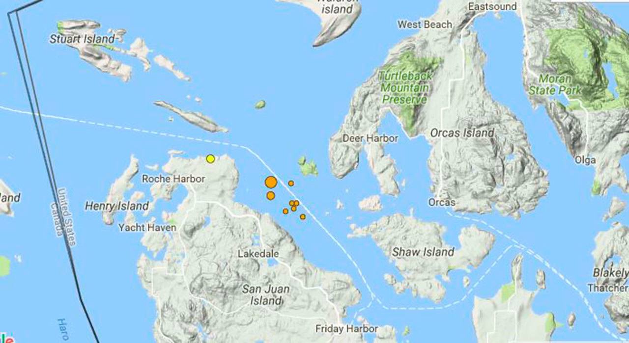 Small earthquakes hit near the San Juan Islands