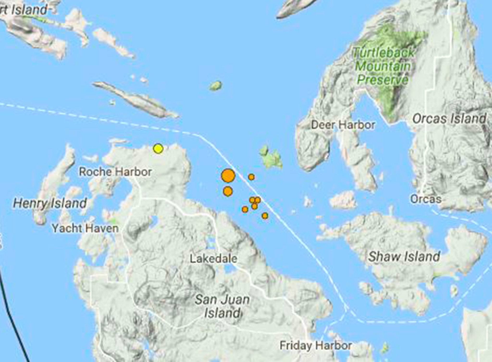 Small earthquakes hit near the San Juan Islands