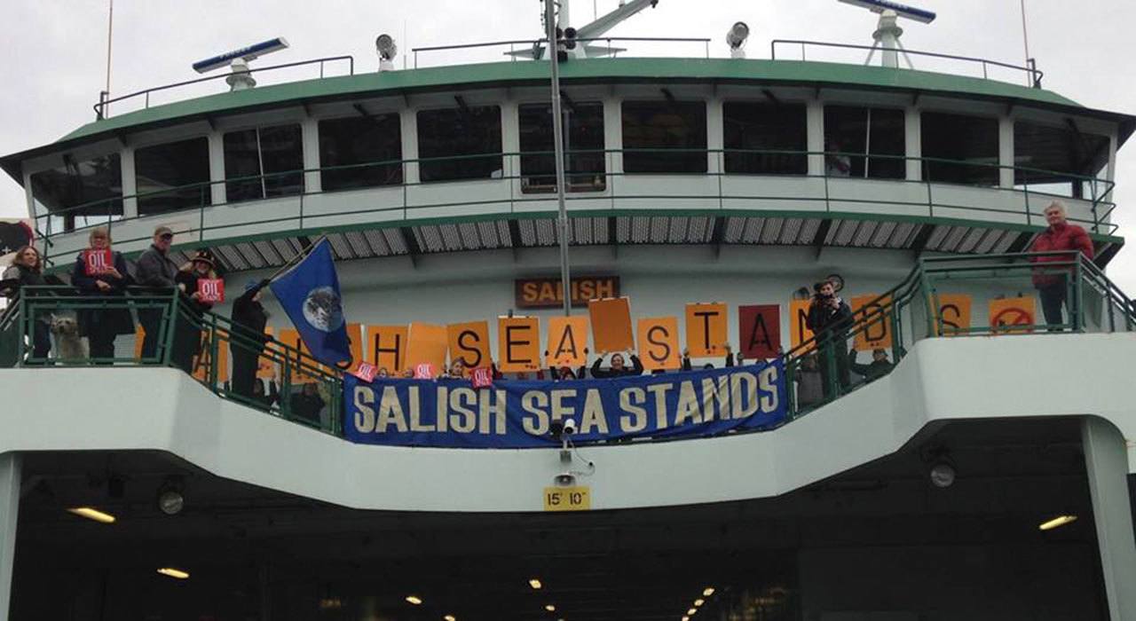 Contributed photo                                Islanders rode the interisland ferry to attend various rallies.