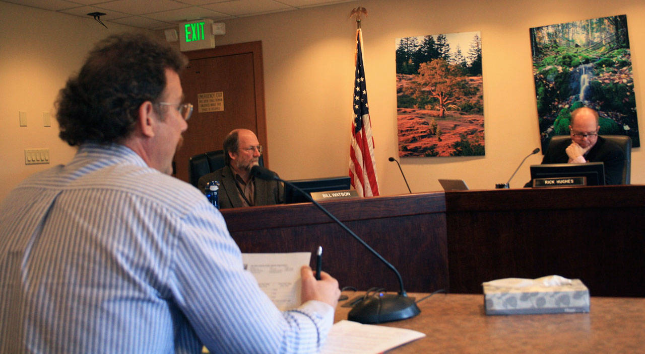 Staff photo/Hayley Day                                Mark Herrenkohl, county environmental resources interim manager, worked with the officials from the Town of Friday Harbor to create the proposed amendments to the county plastic bag ordinance.