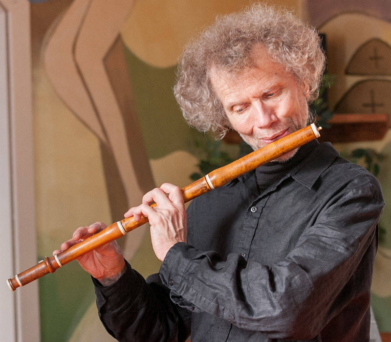 Contributed photo                                Jeffrey Cohan on the baroque one-keyed flute.