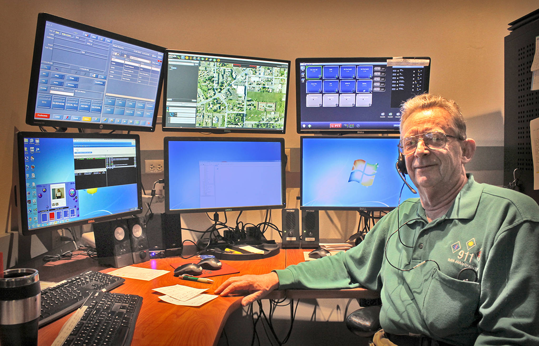 Staff photo/Hayley Day                                Chuck McCarty retires on April 12 after 21 years of service as a San Juan County 911 dispatcher.