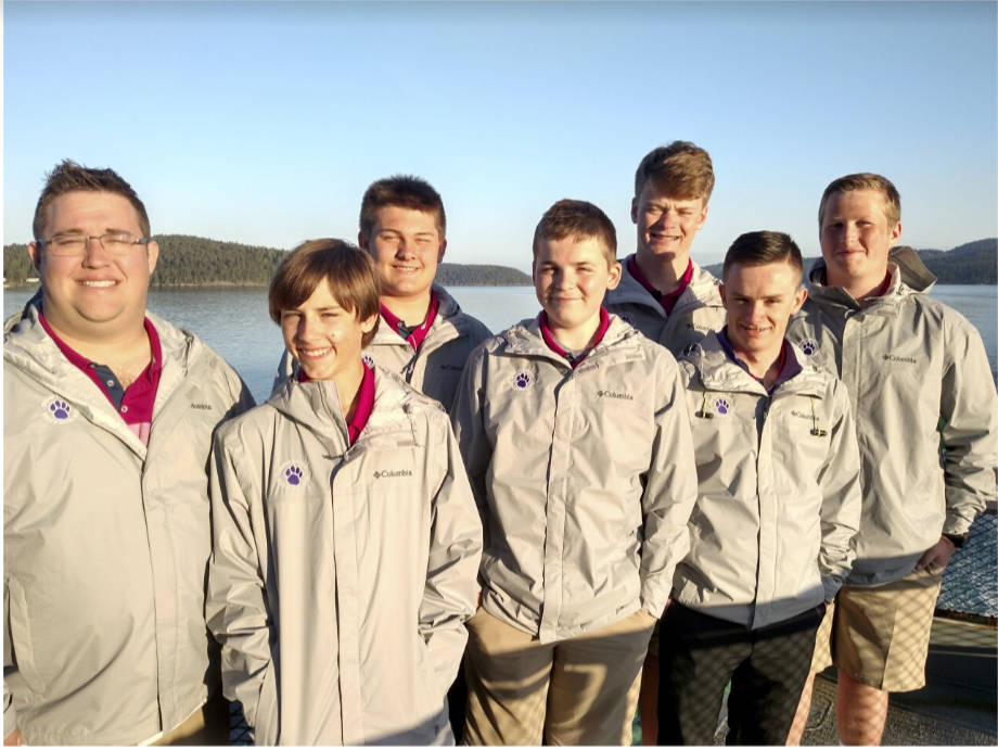 Contributed photo/Jack Rice                                Left to right: Assistant coach Shawn Hendricks, Levi Doenges, Ian Volk, Peter Kulseth, Chase Wilson, Dylan Posenjak, and Weston Swirtz.